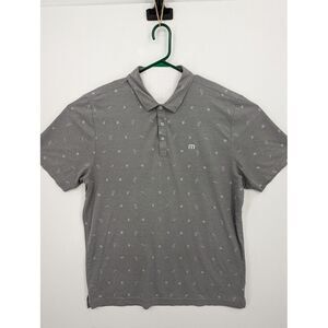 Travis Mathew Men's Gray Parrot Party All Over Print Golf Polo Pima Shirt, XL
